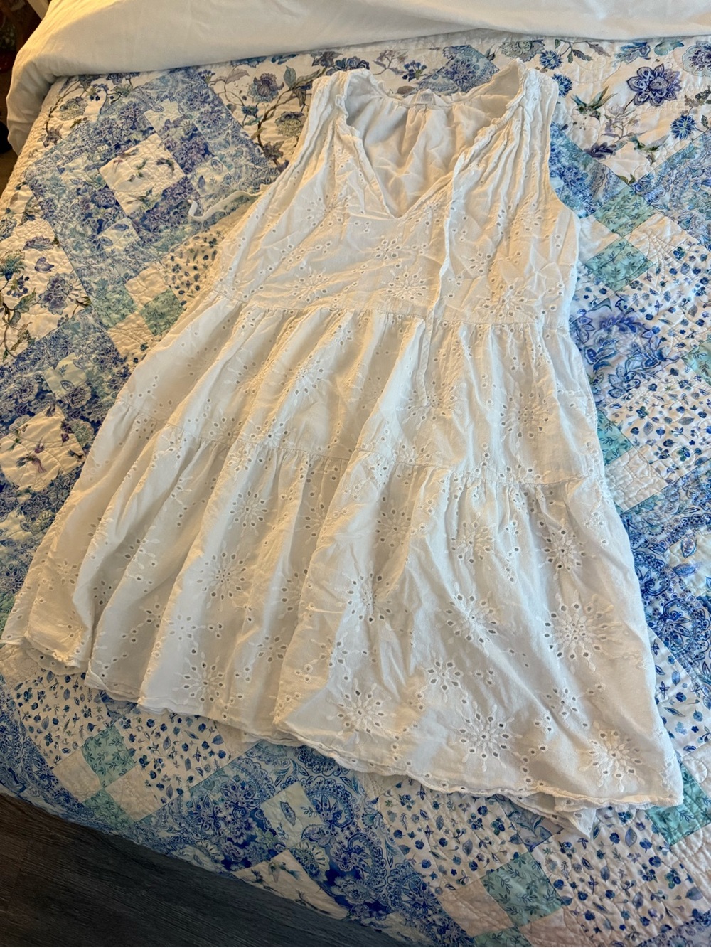 Steve Madden White Eyelet Tiered Summer Dress